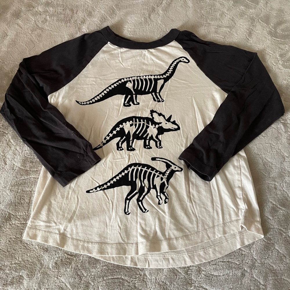 Hanna Andersson Black & White Dinosaur Raglan Tee